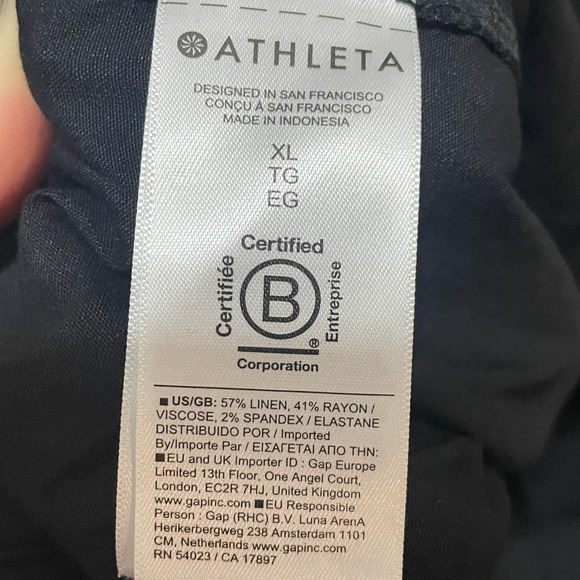 Athleta Black Paradise Straight Leg Cargo Pants Pull On Linen Blend Women's XL - Picture 5 of 7